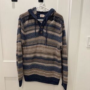 NWOT Faherty Striped Alpaca Men's Poncho Sweater Size M